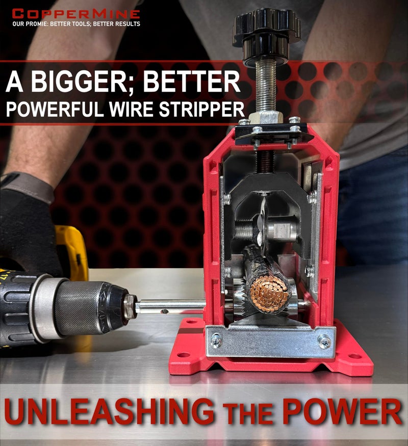 CopperMine Manual Wire Stripping Machine â€“ High-Capacity Copper Wire Stripper (Hand Crank & Drill-Powered) for 18 AWG to 1-1/2â€³ Cable â€“ Heavy Duty Recycling Tool - Image 3